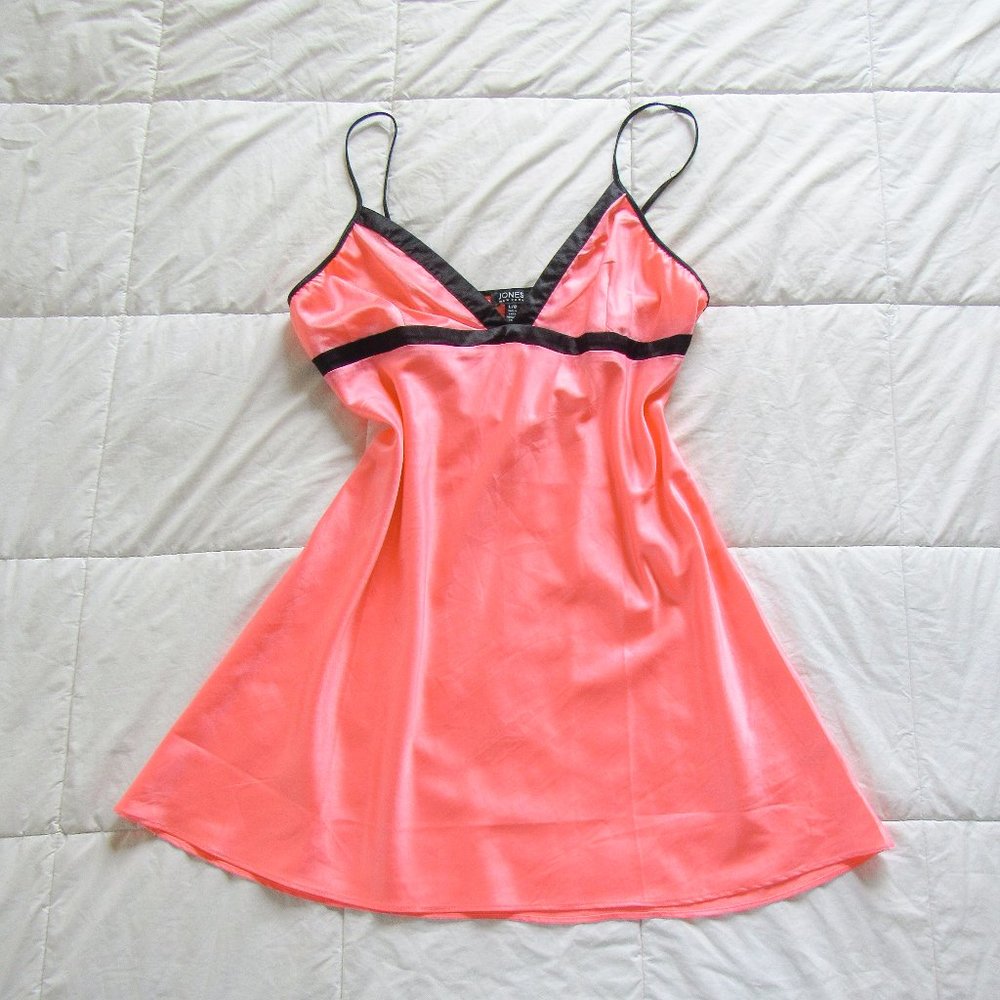 Vintage Y2K Salmon Pink Silky Lingerie Slip Dress Mini Dress